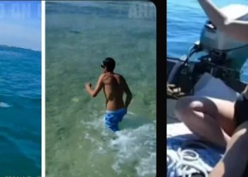 Vídeo: homem desesperado se joga na água e nada após namorada exigir senha do celular