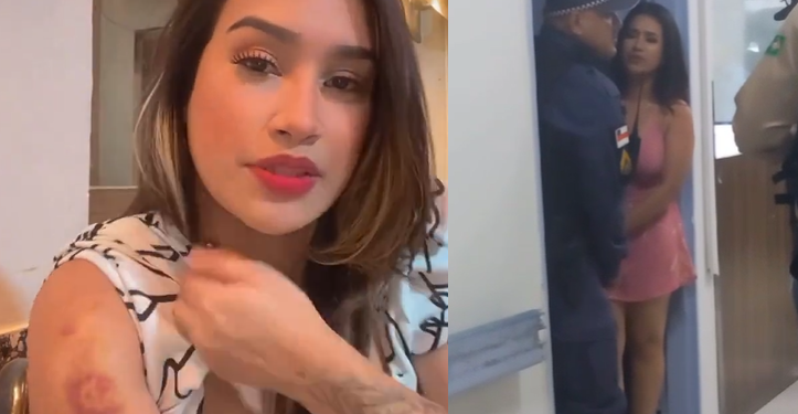 Mulher que fez barraco no 28 de Agosto explica motivo de ‘surto’ e acusa PMs: ‘Montou em cima de mim’