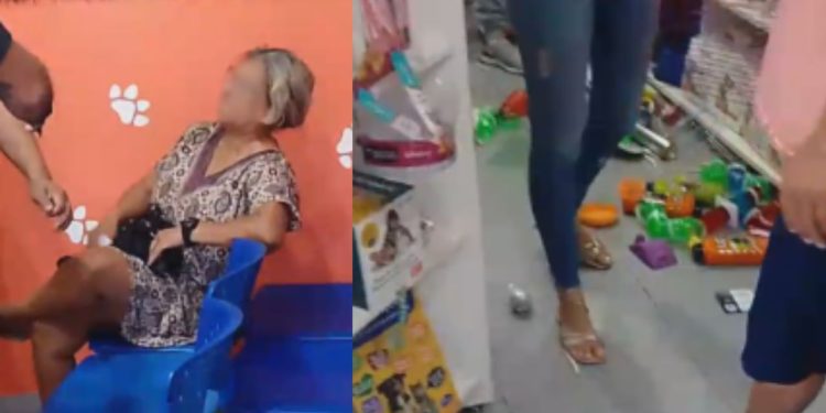 Vídeo: Policiais militares são acionados para conter idosa que 'quebrou tudo' em clínica veterinária na ZL