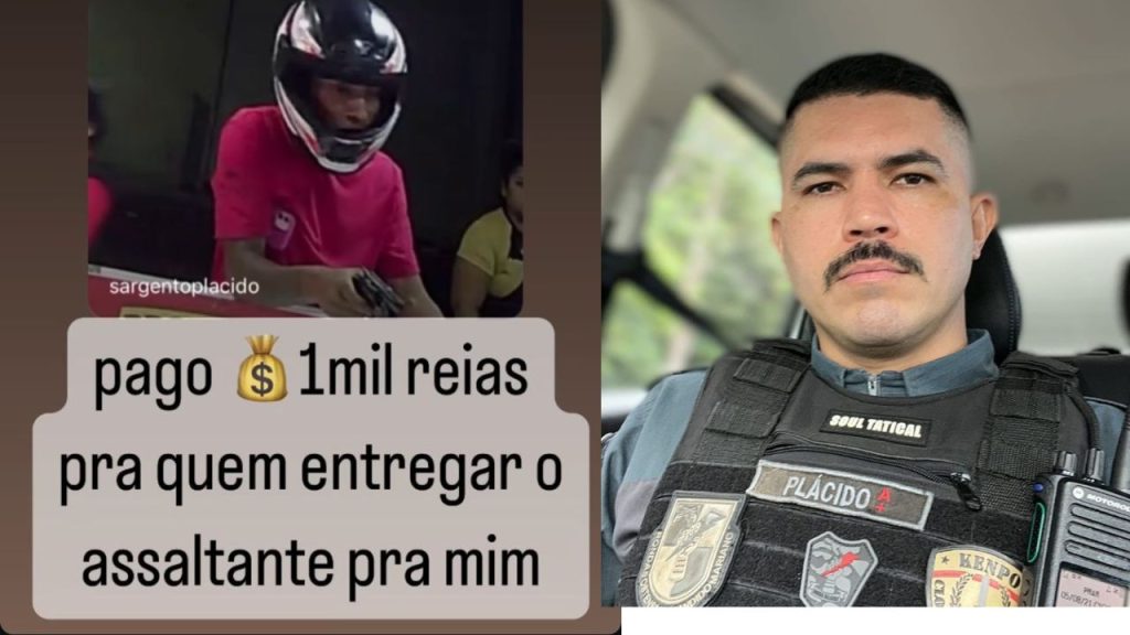 Recompensa de mil reais é oferecida por PM para quem entregar homem que roubou lanche no bairro Vila da Prata