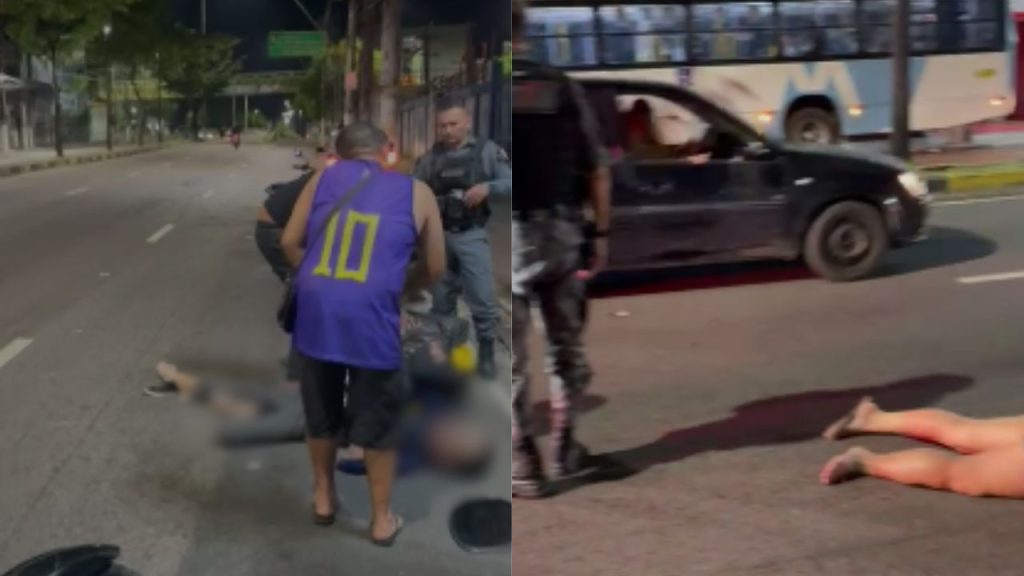 Vídeo mostra pedestre jogada na avenida Djalma Batista após ser atropelada por entregador