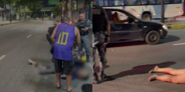 Vídeo mostra pedestre jogada na avenida Djalma Batista após ser atropelada por entregador