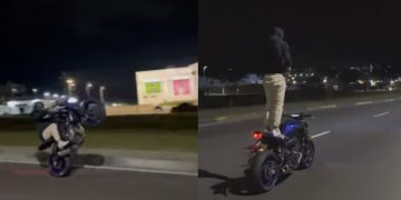 Com anjo da guarda em dia, homem publica vídeo tomando energético em pé na moto em avenida de Manaus