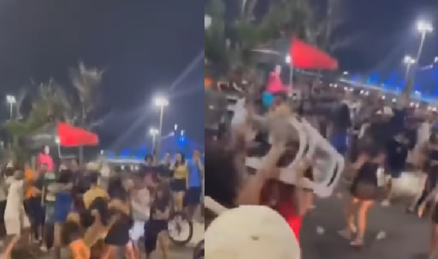 Vídeo: Em porradal generalizado, mulher fica com a cabeça presa em banquinho no Educandos