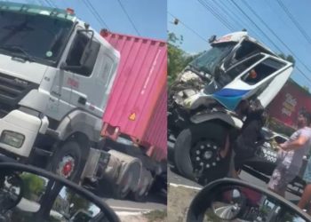 Vídeo: veja imagens do forte acidente entre carretas agora há pouco em Manaus