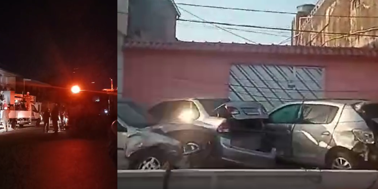Vídeo: Ônibus despenca de ladeira, atinge poste, arrebenta carros e deixa rua de Manaus sem energia