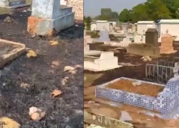 Vídeo: Em Manaus, famílias reclamam ao encontrarem sepulturas ‘só o pó’ e incendiadas