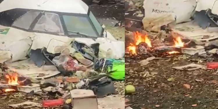 Vídeo forte: veja queda do avião em SP em vários ângulos e depois os destroços  