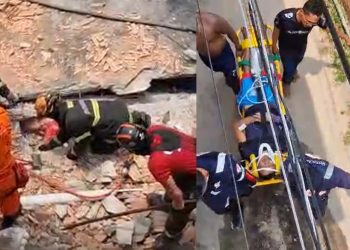 Vídeo: veja pedreiro mort0 e resgate dos feridos após laje cair em Manaus
