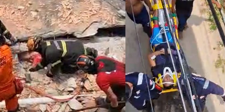 Vídeo: veja pedreiro mort0 e resgate dos feridos após laje cair em Manaus