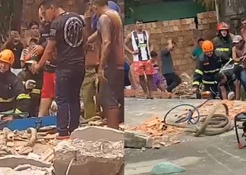 Vídeo: laje desaba sobre trabalhadores e mata pedreiro em Manaus