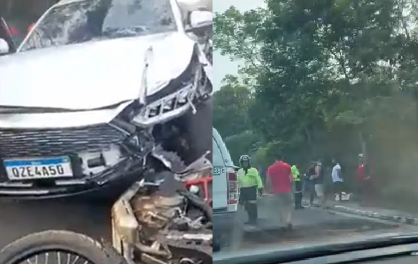 Vídeo: Motocicista morre ao fazer retorno proibido no Tarumã e ‘voar’ por 60 metros na pista