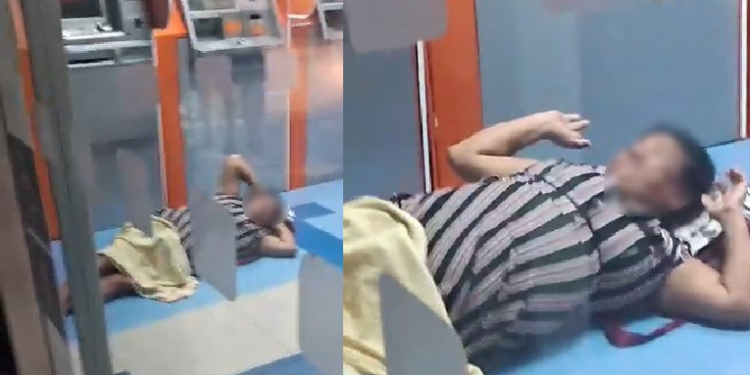 Mulher tranca porta de agência bancária de Manaus, dorme e revolta clientes: ‘Olha a cara da folgada’