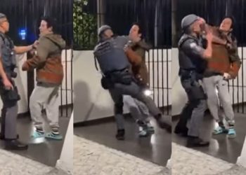 Vídeo: policial dá voz de prisão para mulher e leva tapa na cara