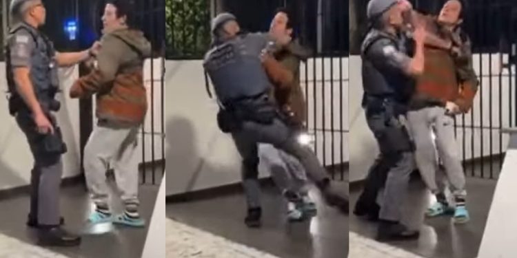 Vídeo: policial dá voz de prisão para mulher e leva tapa na cara
