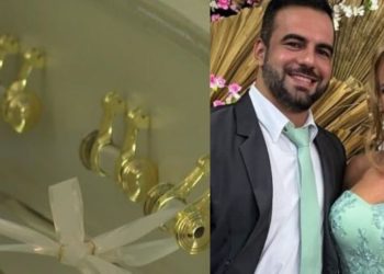 Fita branca amarra alianças nos caixões do casal morto na queda do avião em Vinhedo