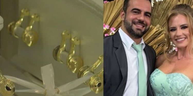 Fita branca amarra alianças nos caixões do casal morto na queda do avião em Vinhedo
