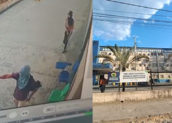 Vídeos mostram bandidos com arma na mão assaltando estudantes dentro da escola em Manaus