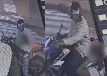 Câmera filma motoqueiro passando a mão nos sei0s de estudante no Nova Cidade