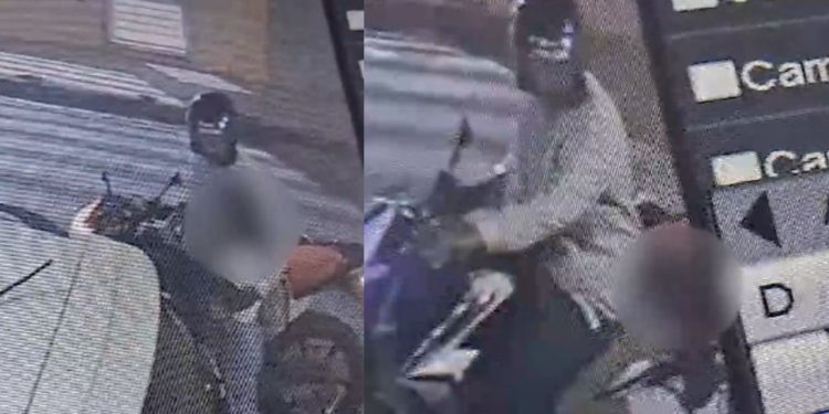 Câmera filma motoqueiro passando a mão nos sei0s de estudante no Nova Cidade