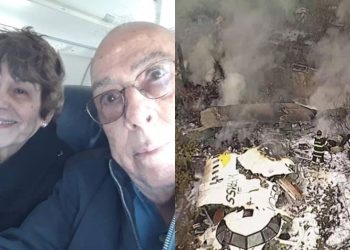 Esta foi a foto que casal de idosos enviou para a filha antes do avião cair em São Paulo