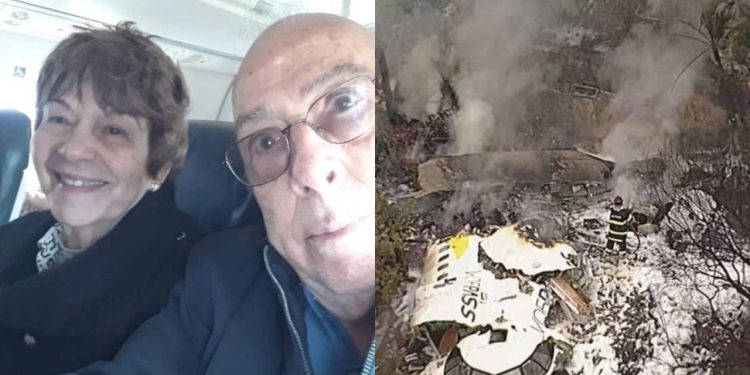 Esta foi a foto que casal de idosos enviou para a filha antes do avião cair em São Paulo