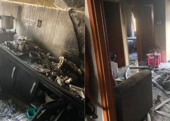 Duas pessoas foram socorridas por inalarem fumaça após apartamento pegar fogo em Manaus