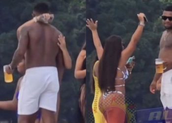 Ex-BBB Davi Brito troca beijos com morena em seu aniversário; vídeo