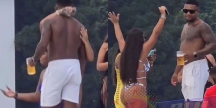 Ex-BBB Davi Brito troca beijos com morena em seu aniversário; vídeo
