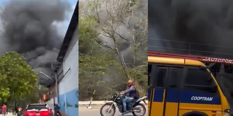 Vídeo: incêndio de grandes proporções atinge área do bairro Mauazinho