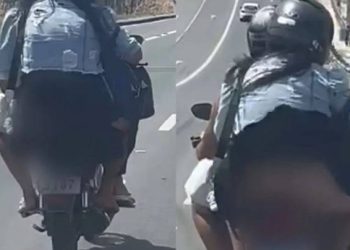 Vídeo: saia levanta e mostra mulher sem c@lcinh@ na moto em Manaus: ‘importante é o capacete’