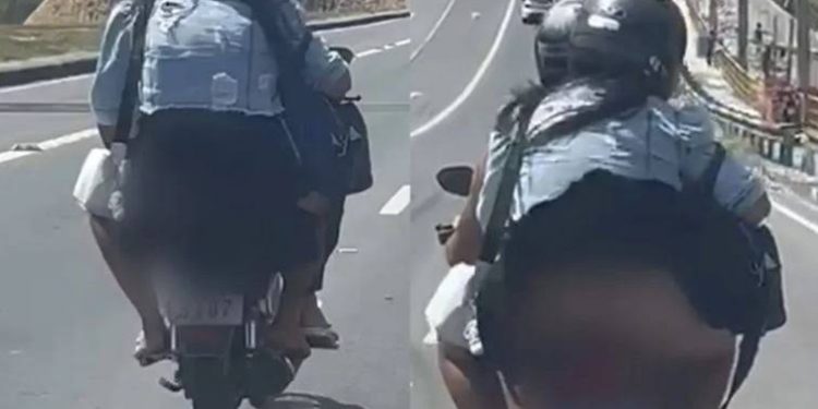 Vídeo: saia levanta e mostra mulher sem c@lcinh@ na moto em Manaus: ‘importante é o capacete’