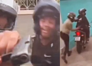 Vídeo: assaltantes atiram em carro blindado e correm ao ver que não conseguiram roubar a vítima