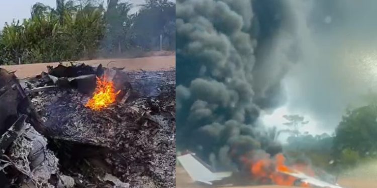 Vídeo urgente: avião cai, pega fogo e explode na BR-319 