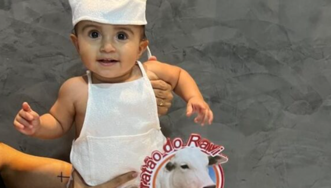 Em Manaus, família faz festa com tema ‘Baratão da Carne’ para bebê viciado no comercial