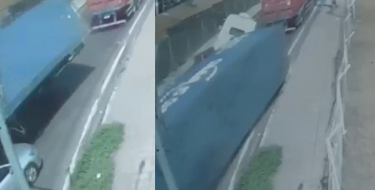 Vídeo forte: veja o exato momento em que a carreta esmaga carro em Manaus
