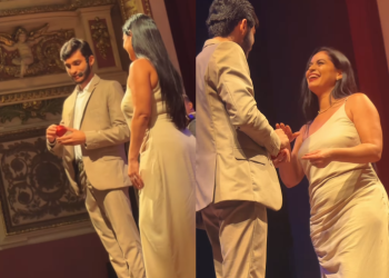 Vídeo: Durante show no Teatro Amazonas, Leandro Leitte pede a ‘ex-amante’ em casamento