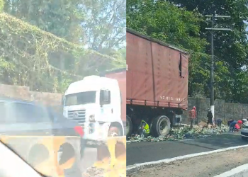 Vídeo: Populares fazem a ‘festa’ e furtam carga de cerveja que tombou em Manaus