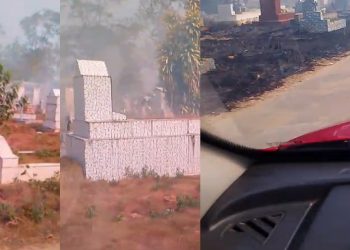 Vídeo: velas provocam incêndio e túmulos pegam fogo em cemitério de Manaus