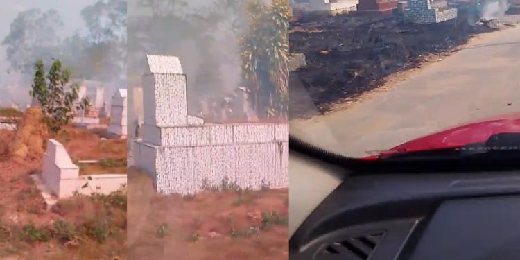 Vídeo: velas provocam incêndio e túmulos pegam fogo em cemitério de Manaus