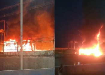 Video: Incêndio é registrado em garagem de ônibus em Manaus