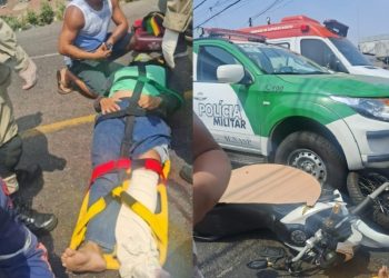 Vídeo mostra casal ferido após ser atropelado por viatura da PM em Manaus