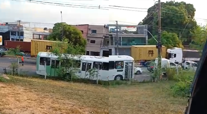 Vídeo mostra outro acidente com contêiner que se desprende e desce de ré em Manaus; veja