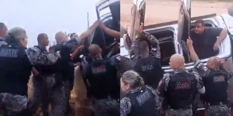 Vídeo: Homens são resgatados por vários policiais militares após capotarem na BR-319