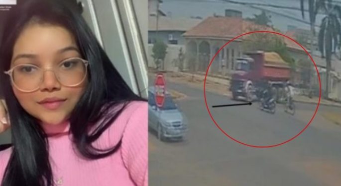 Vídeo: veja momento que caçamba esmaga jovem motoqueira na rua 