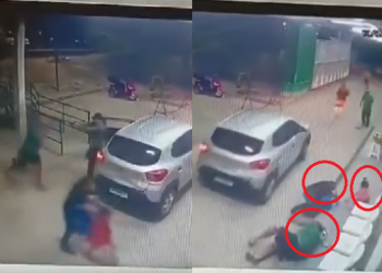 Câmera de UPA em Manaus filmou pistoleiro atirando em homem e quase acertando garotinha; veja