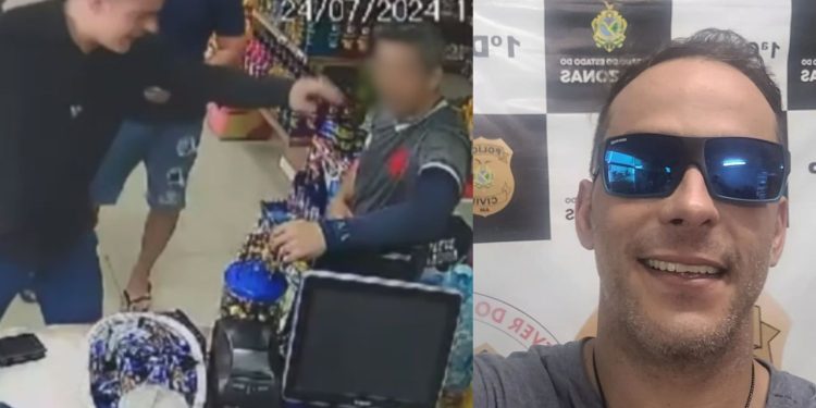 Vídeo: Falso policial usou distintivo ‘fake’ para colocar medo e bater em homem dentro de loja em Manaus