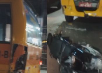 "Apostando corrida aqui": motoqueiro mostra acidente que 'Amarelinhos' causaram na avenida Grande Circular