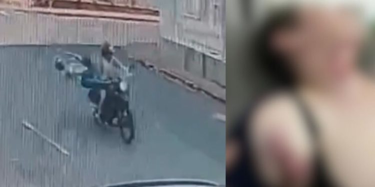 Cabo solto em via pública corta pescoço de mulher que estava na garupa de moto