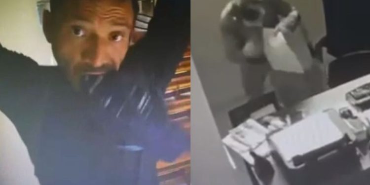 Câmera filma o rosto de homem que invadiu e furtou objetos de igreja em Manaus